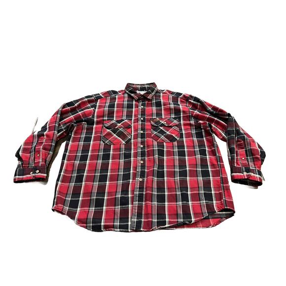 Carhartt Heavyweight Mens Red White Black Plaid Flannel Button Down Size XL - Picture 1 of 10